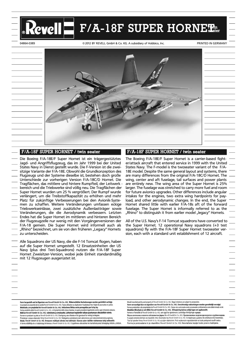 Página 1 del manual Manual de usuario Revell F/A-18F SUPER HORNET twin seater