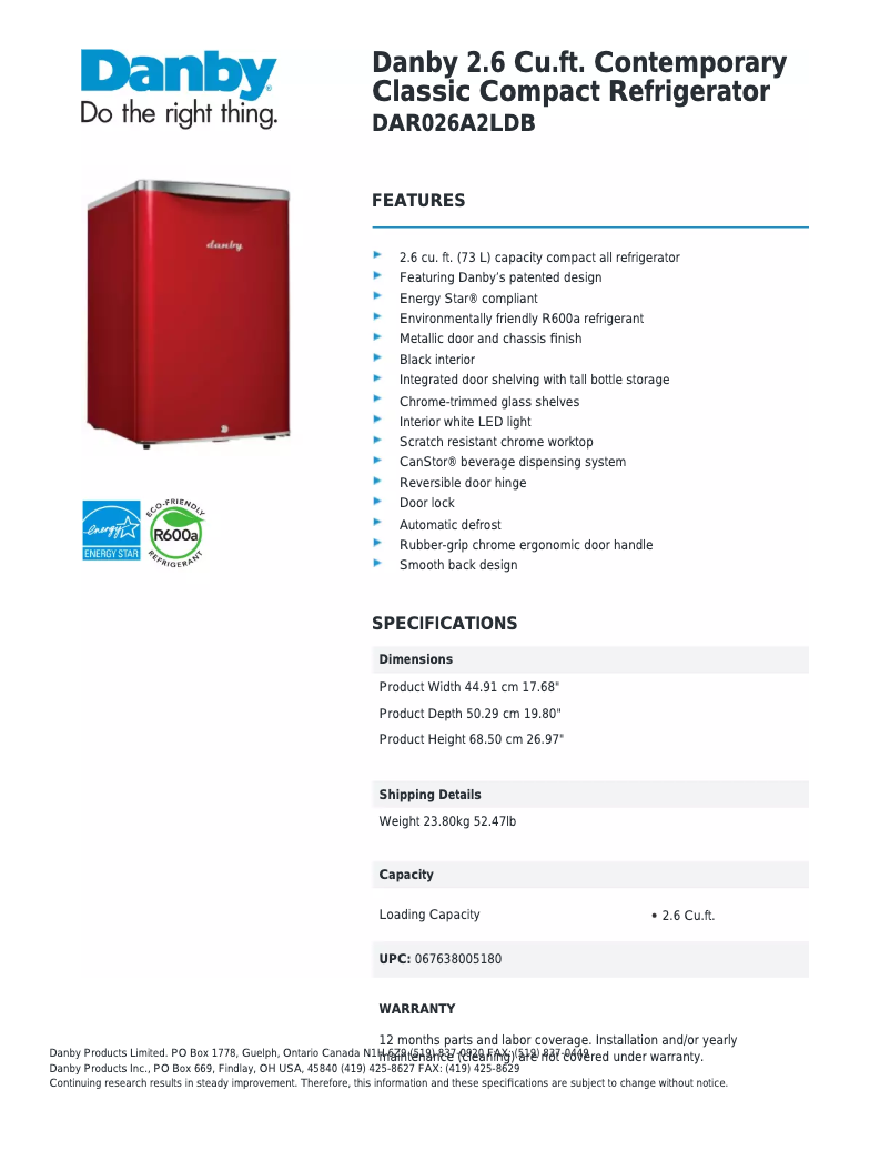 Imagen de la primera página del manual del dispositivo DAR026A2LDB