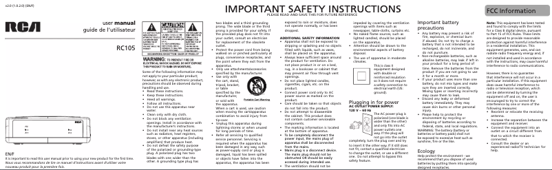 Imagen de la primera página del manual del dispositivo RC105