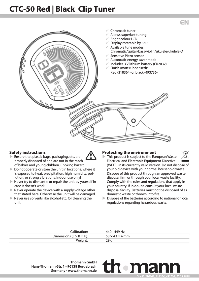 Página 1 del manual Manual de usuario Thomann CTC-50
