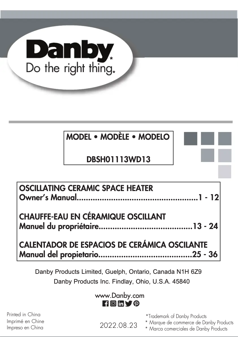 Página nº 1 - Manual de usuario Danby DBSH01113WD13