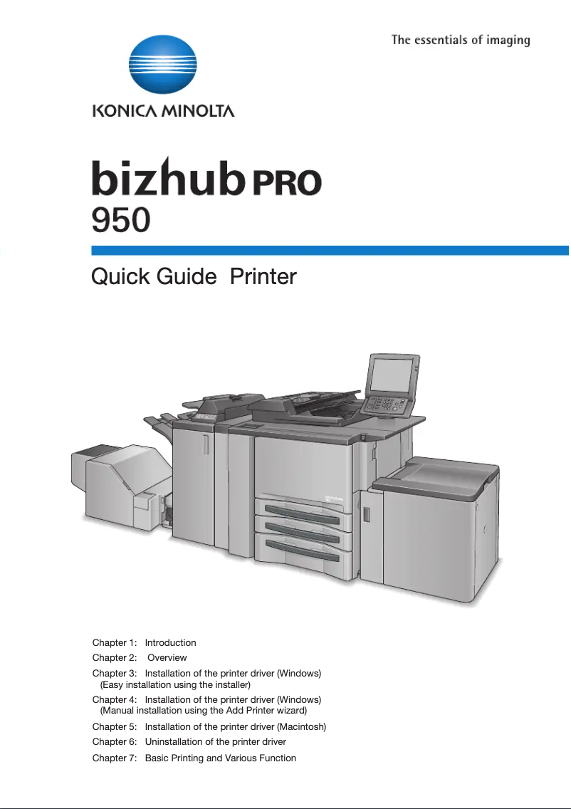 Imagen de la primera página del manual del dispositivo bizhub pro 950