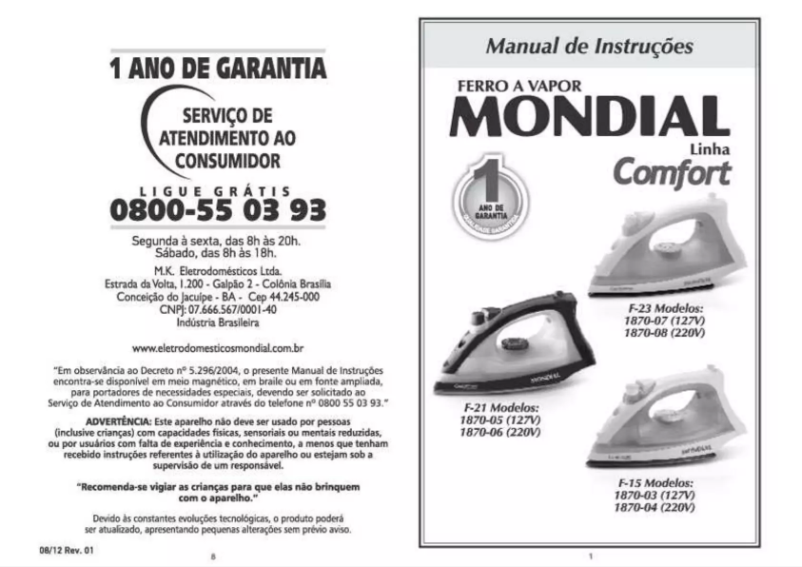 Página 1 del manual Manual de usuario Mondial Comfort F-21