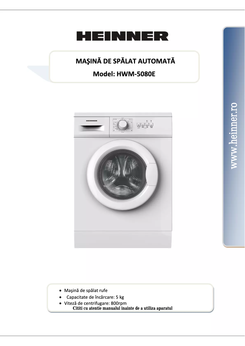 Página 1 del manual Manual de usuario Heinner HWM-5080E