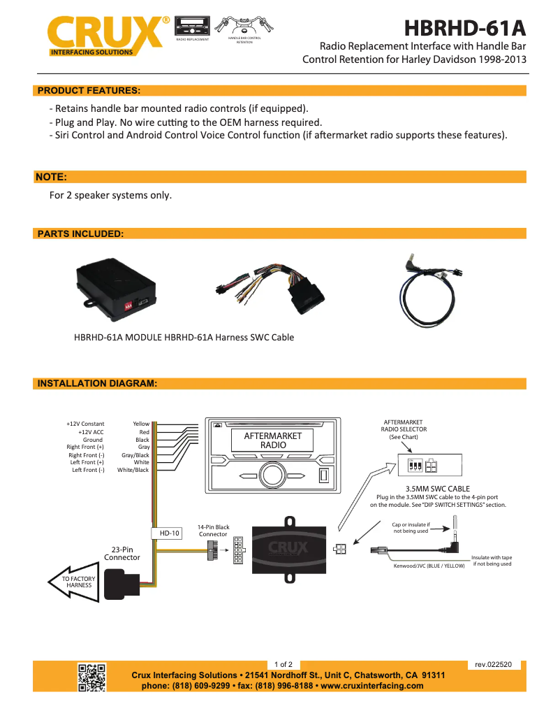 Página 1 del manual Manual de usuario CRUX HBRHD-61A