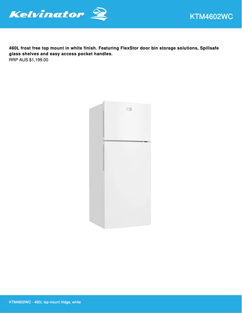 Página 1 del manual Ficha técnica Kelvinator KTM4602WC