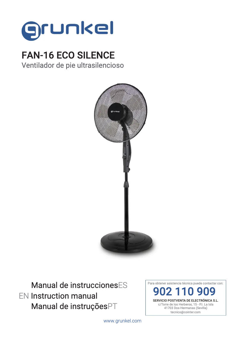 Página 1 del manual Manual de usuario Grunkel FAN-16 ECO SILENCE