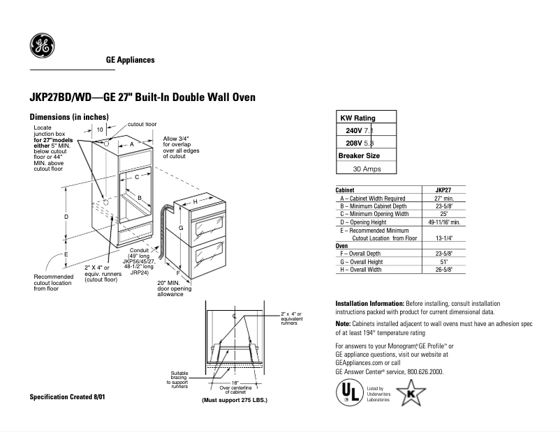 Imagen de la primera página del manual del dispositivo JKP27WDWW