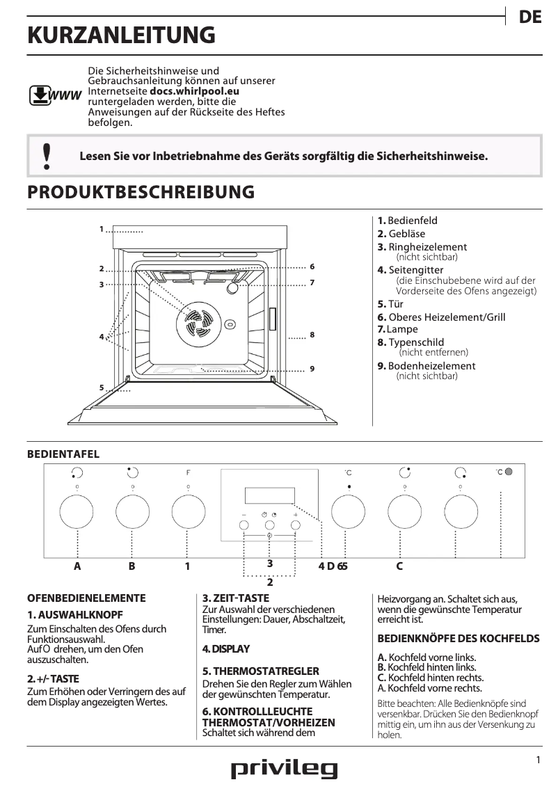 Página 1 del manual Manual de usuario Privileg PHVK3OH8VIN