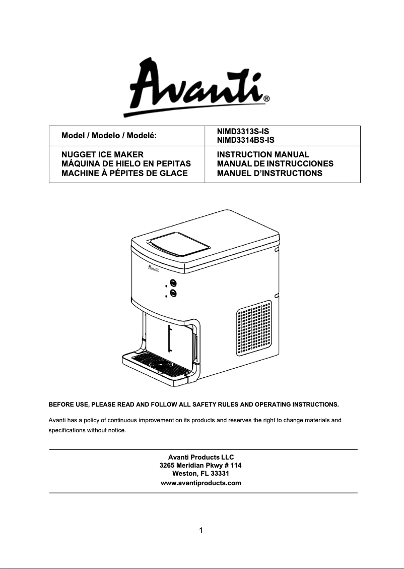 Página 1 del manual Manual de usuario Avanti NIMD3314BS-IS