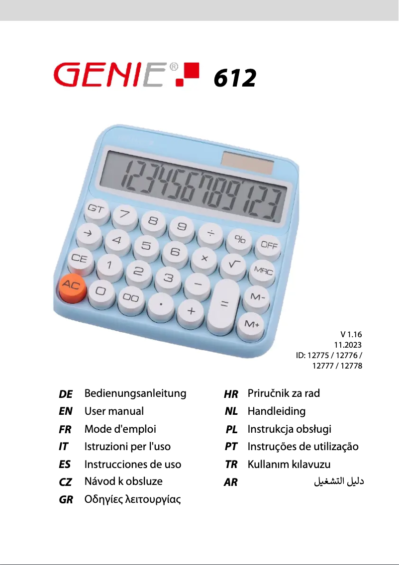 Página 1 del manual Manual de usuario Genie 612