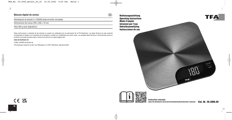 Imagen de la primera página del manual del dispositivo Cheesecake 50.2006.60