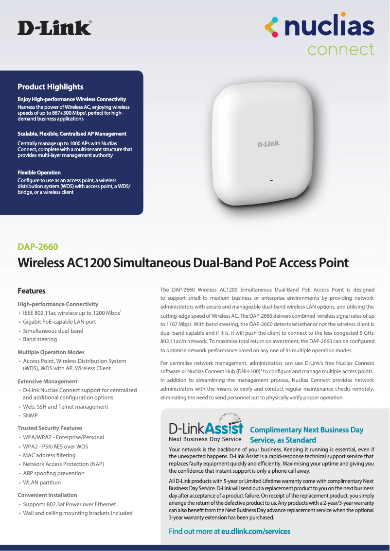 Página 1 del manual Ficha técnica D-Link DAP-2660