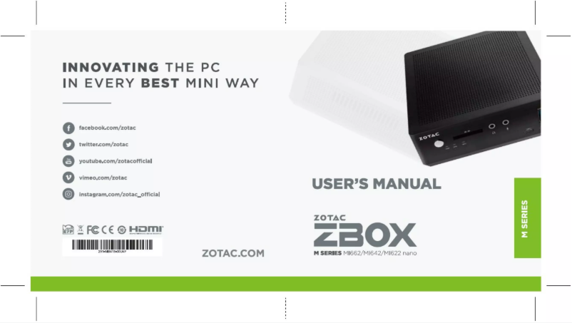 Página 1 del manual Manual de usuario Zotac ZBOX MI642 nano