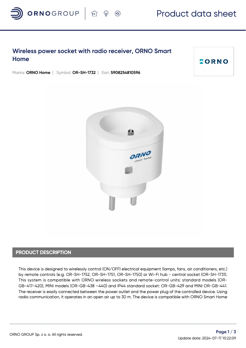 Imagen de la primera página del manual del dispositivo OR-SH-1732