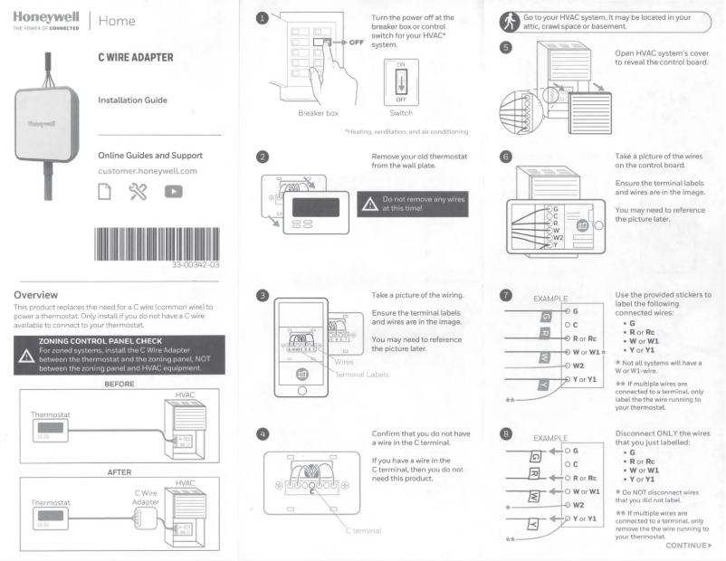 Página 1 del manual Manual de usuario Honeywell C-Wire Adapter