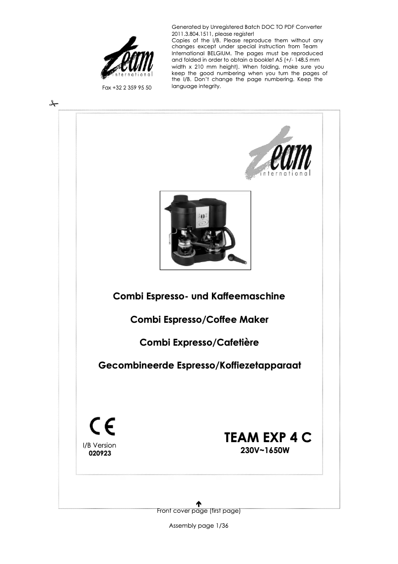 Página 1 del manual Manual de usuario Team EXP 4 C