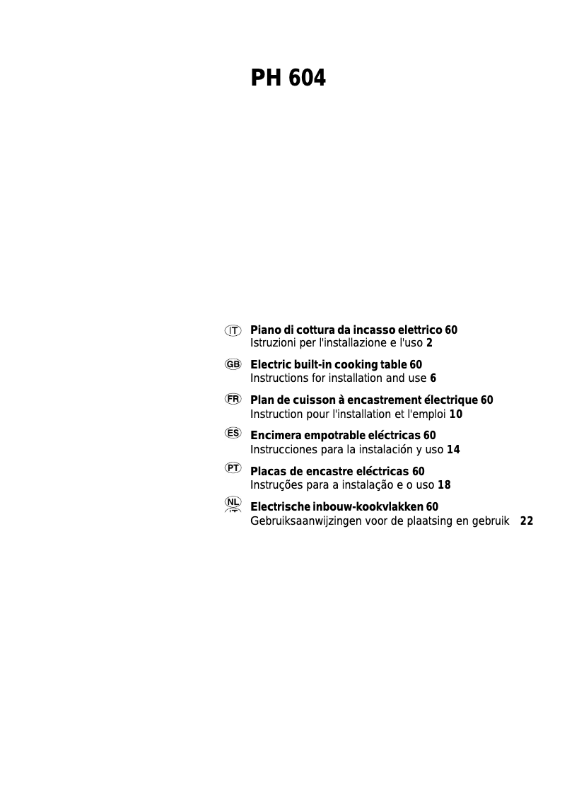 Página 1 del manual Manual de usuario Ariston Thermo PH 604