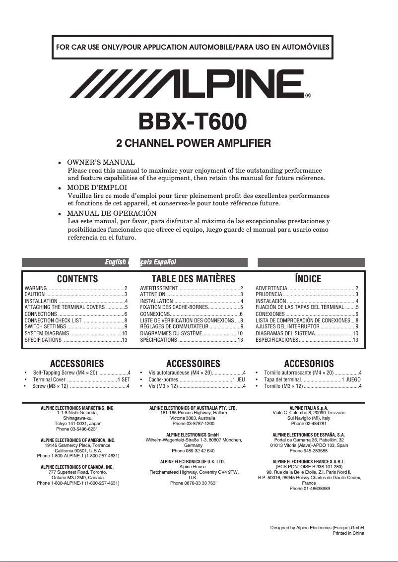 Página 1 del manual Manual de usuario Alpine BBX-T600