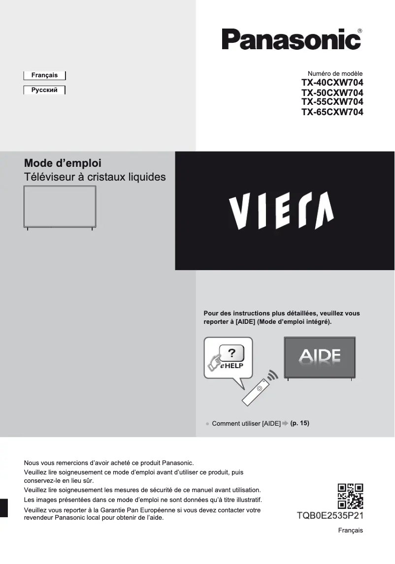 Imagen de la primera página del manual del dispositivo TX-65CXW704