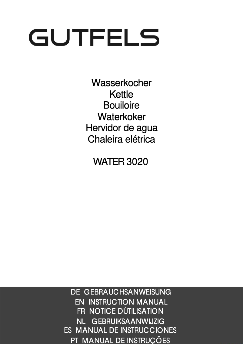 Página 1 del manual Manual de usuario GUTFELS WATER 3020