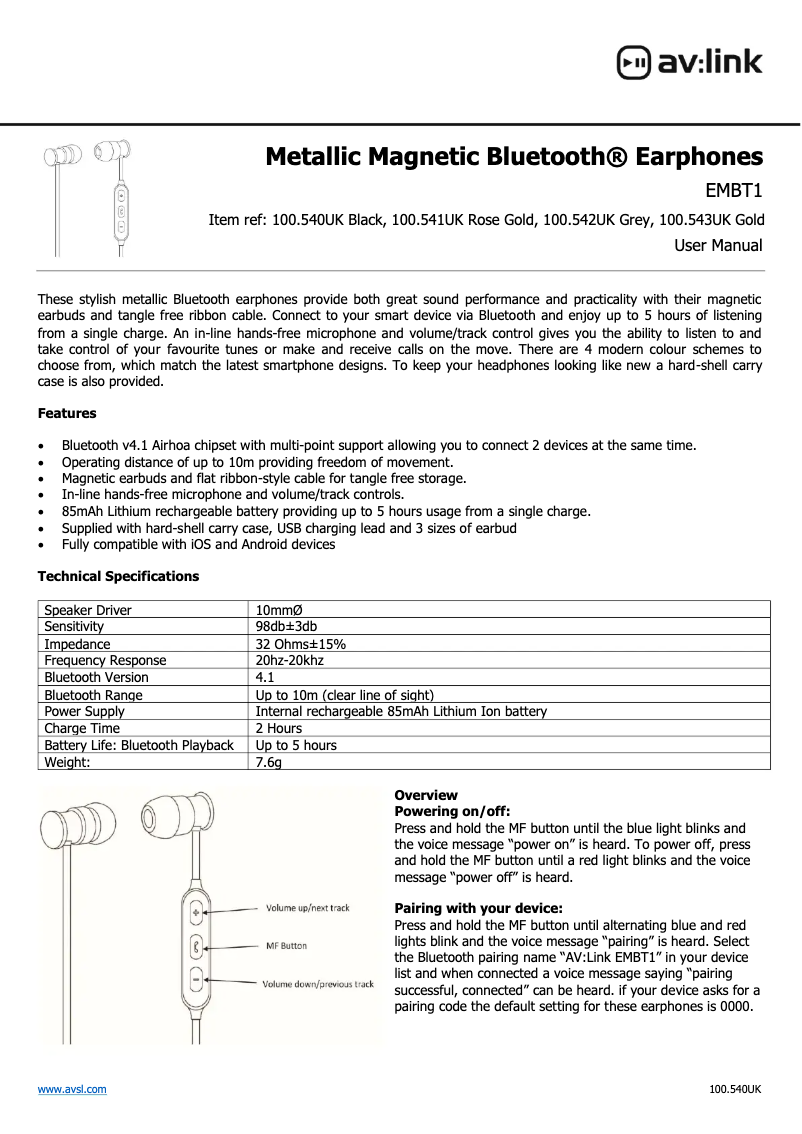 Imagen de la primera página del manual del dispositivo EMBT1