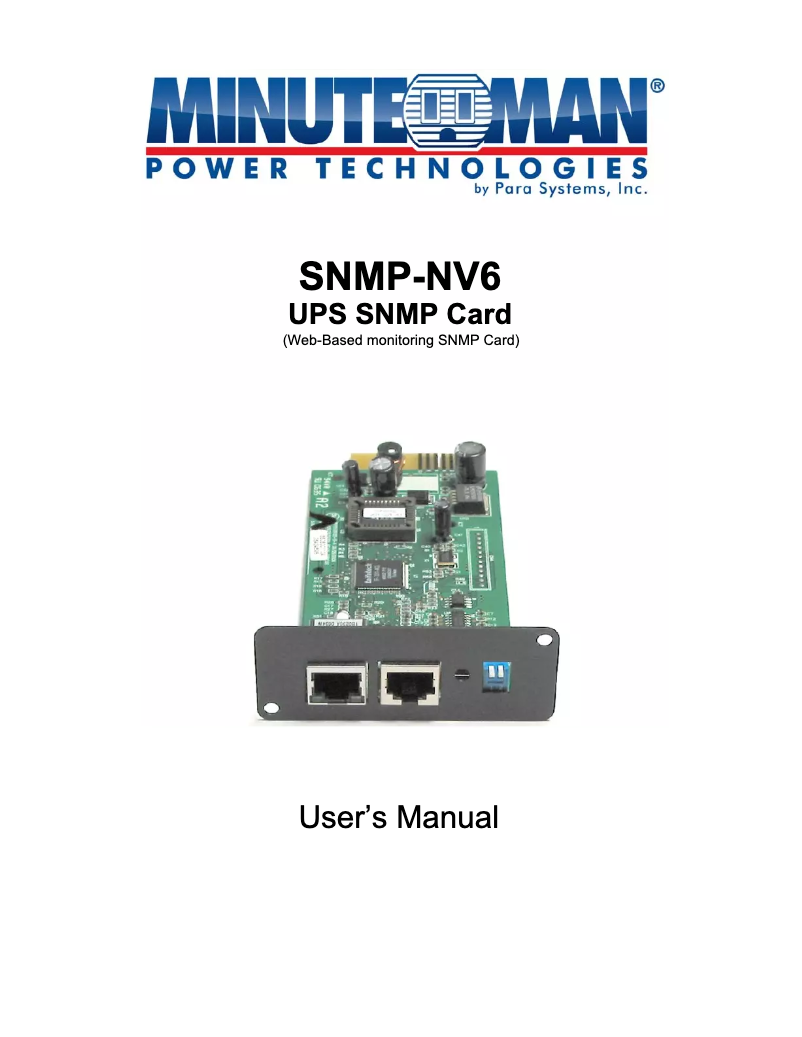 Página 1 del manual Manual de usuario Minute Man SNMP-NV6