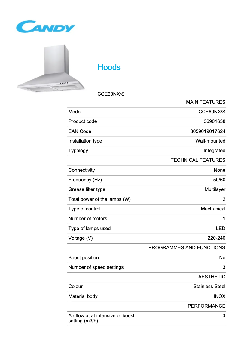 Imagen de la primera página del manual del dispositivo CCE60NX/S