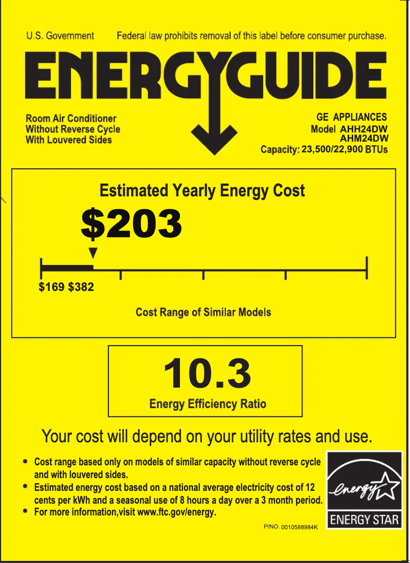 Página 1 del manual Etiqueta energética GE AHM24DW