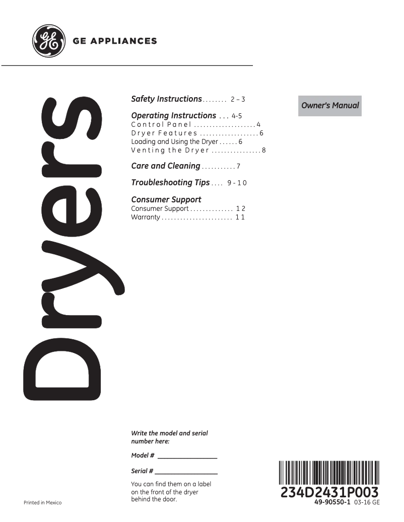 Imagen de la primera página del manual del dispositivo GTX22EASKWW