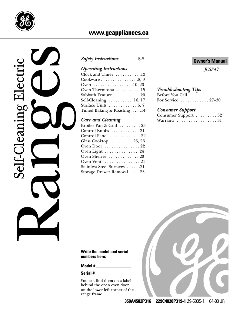 Imagen de la primera página del manual del dispositivo JCSP47BFBB