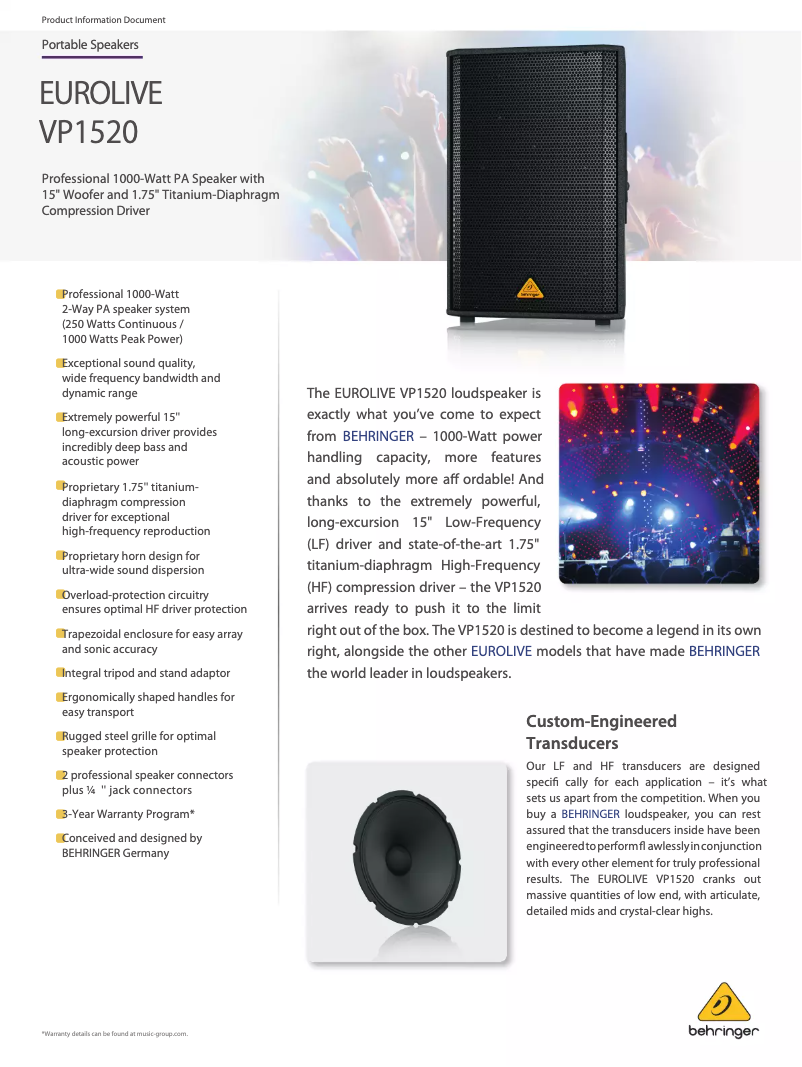 Imagen de la primera página del manual del dispositivo VP1520