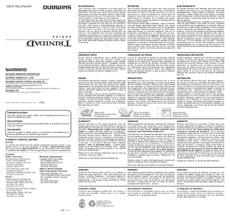 Página 1 del manual Manual de usuario Shimano Trinidad 30