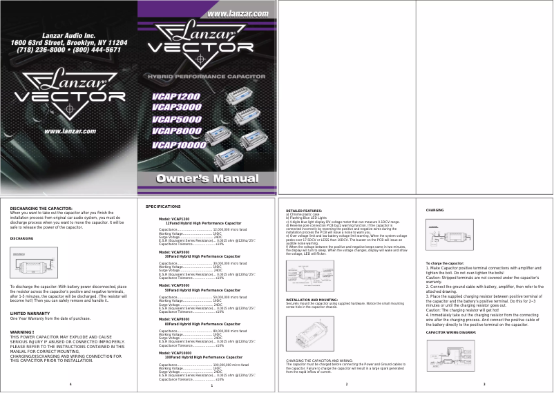 Imagen de la primera página del manual del dispositivo VCAP3000