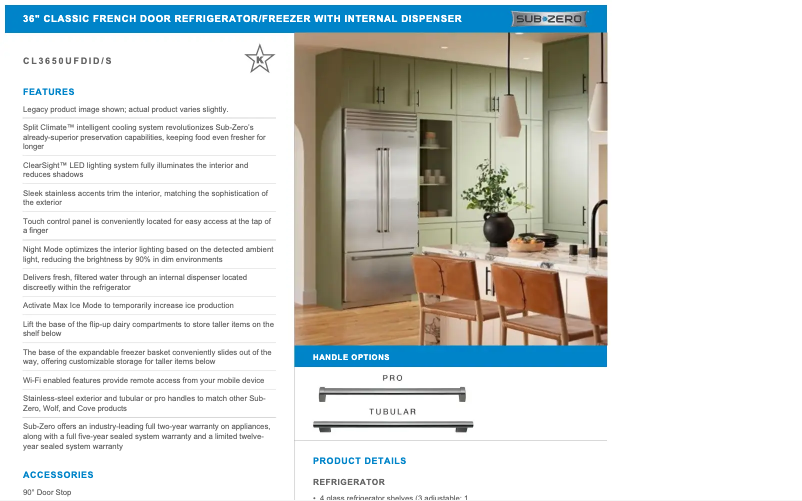 Página 1 del manual Etiqueta energética Sub-Zero CL3650UFDID/S