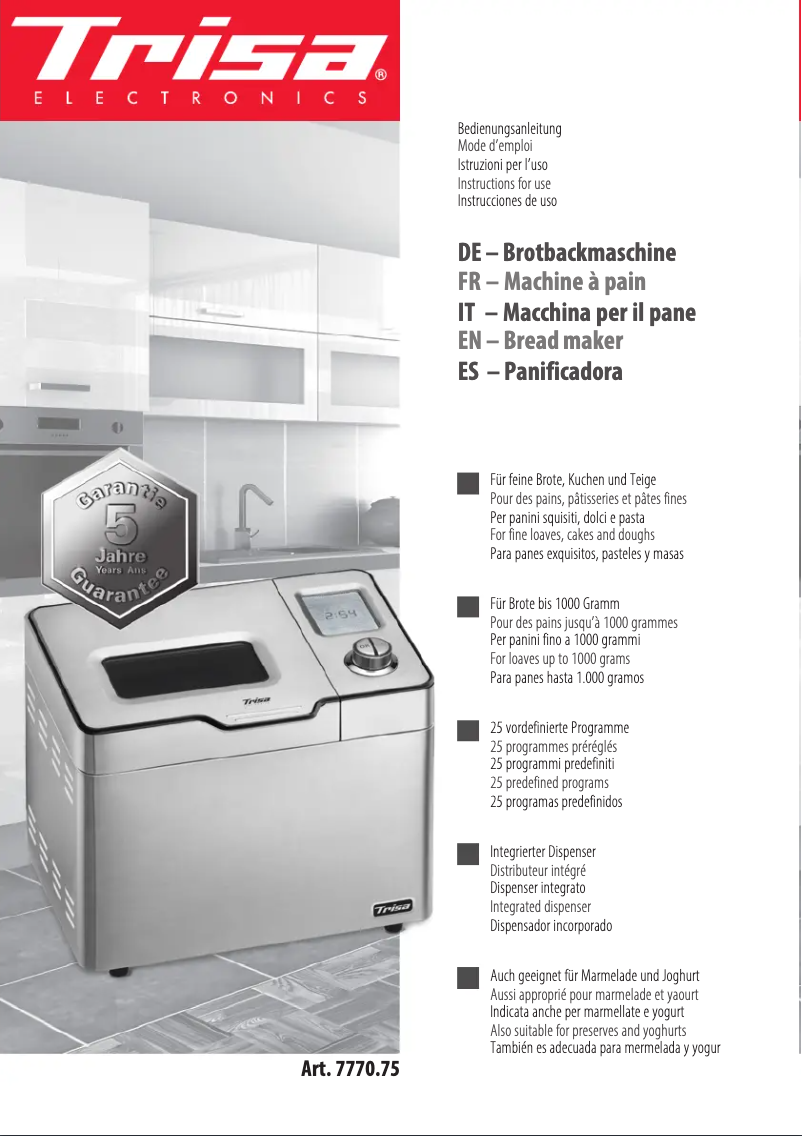 Página 1 del manual Manual de usuario Trisa Le Bistro 7770