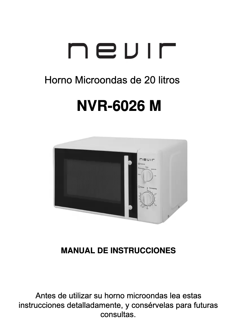 Página 1 del manual Manual de usuario Nevir NVR-6026 M
