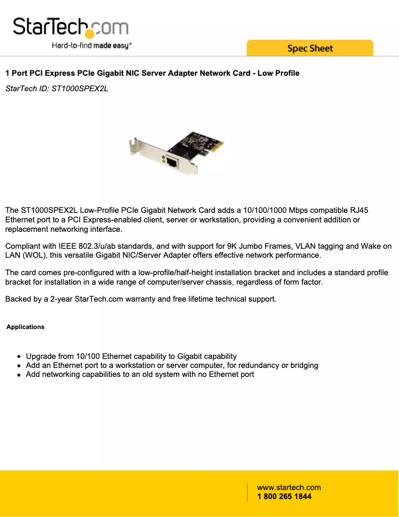 Página nº 1 - Ficha técnica StarTech.com ST1000SPEX2L
