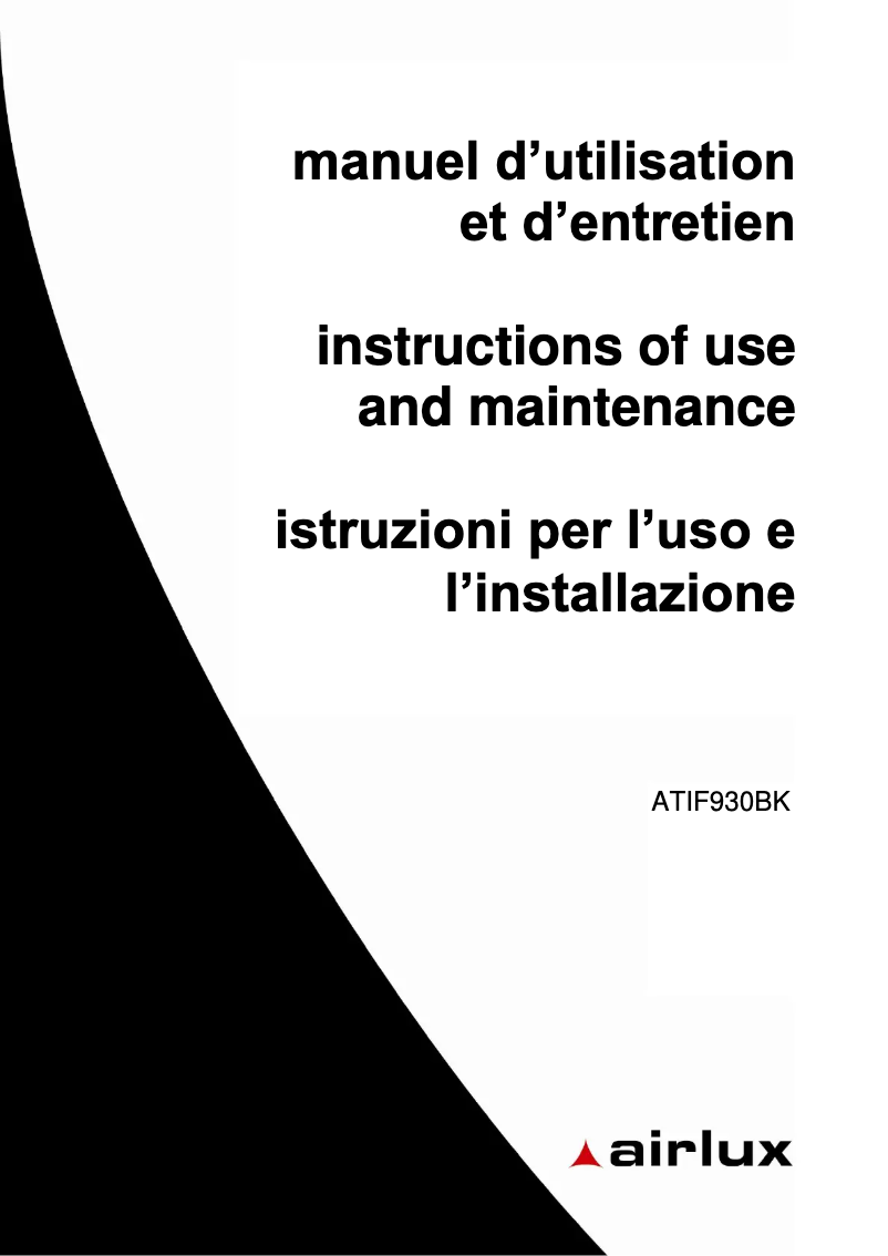 Página 1 del manual Manual de usuario Airlux ATIF930BK