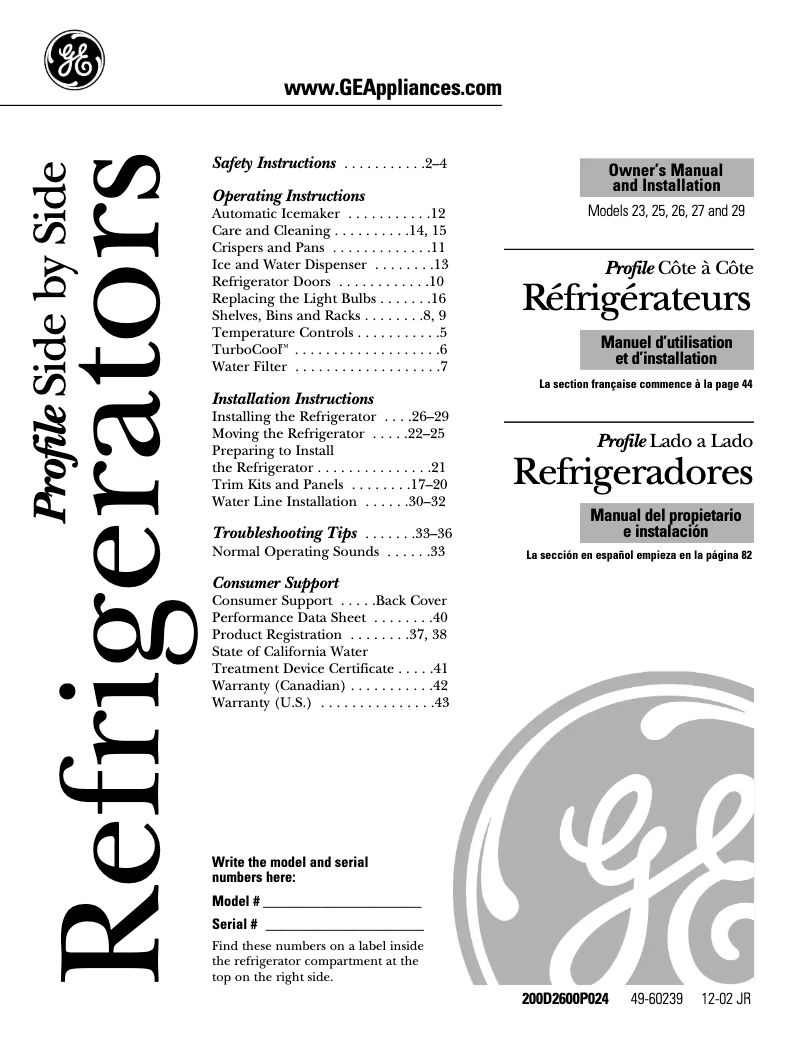 Imagen de la primera página del manual del dispositivo PSI23MGPBB