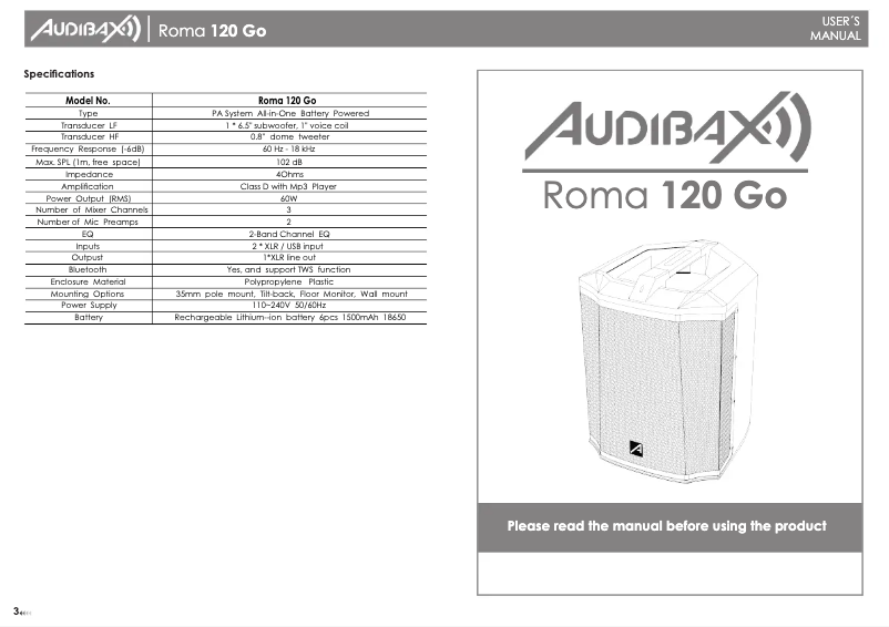 Imagen de la primera página del manual del dispositivo Roma 120 Go