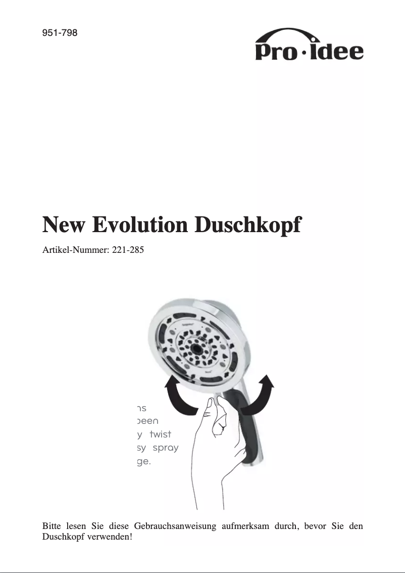 Imagen de la primera página del manual del dispositivo New Evolution 221-285