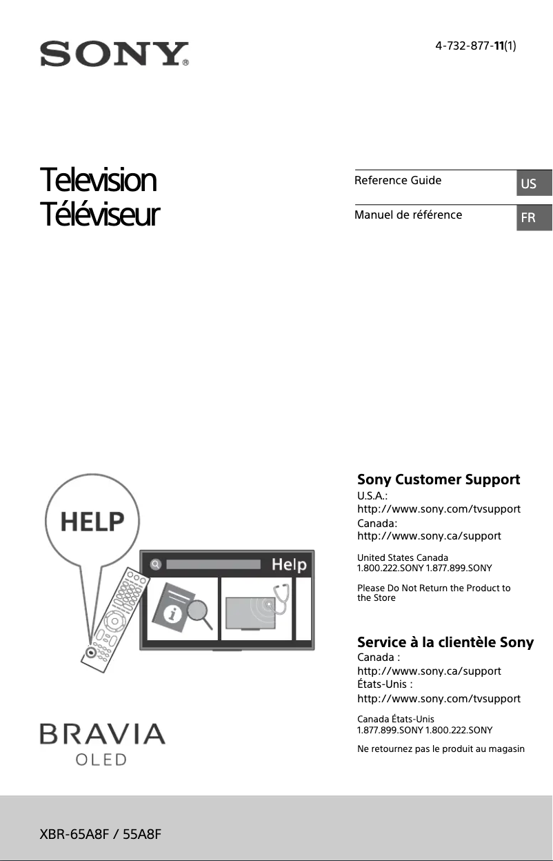 Imagen de la primera página del manual del dispositivo Bravia Oled XBR-65A8F