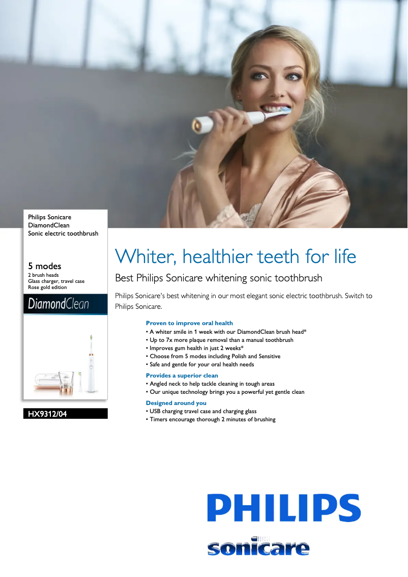 Imagen de la primera página del manual del dispositivo Sonicare DiamondClean HX9312