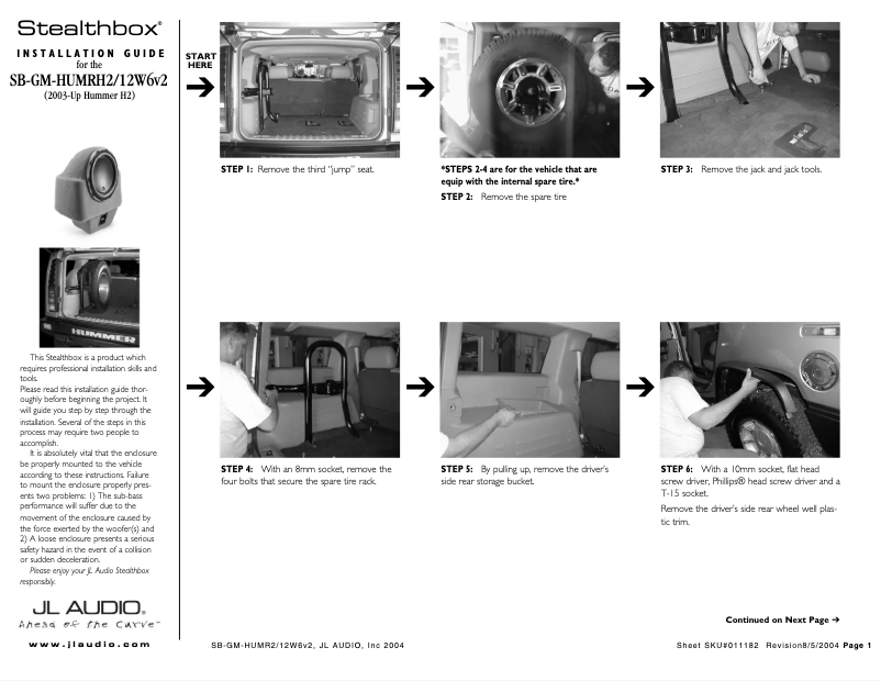 Imagen de la primera página del manual del dispositivo Stealthbox SB-GM-HUMRH2/12W6v3/DG