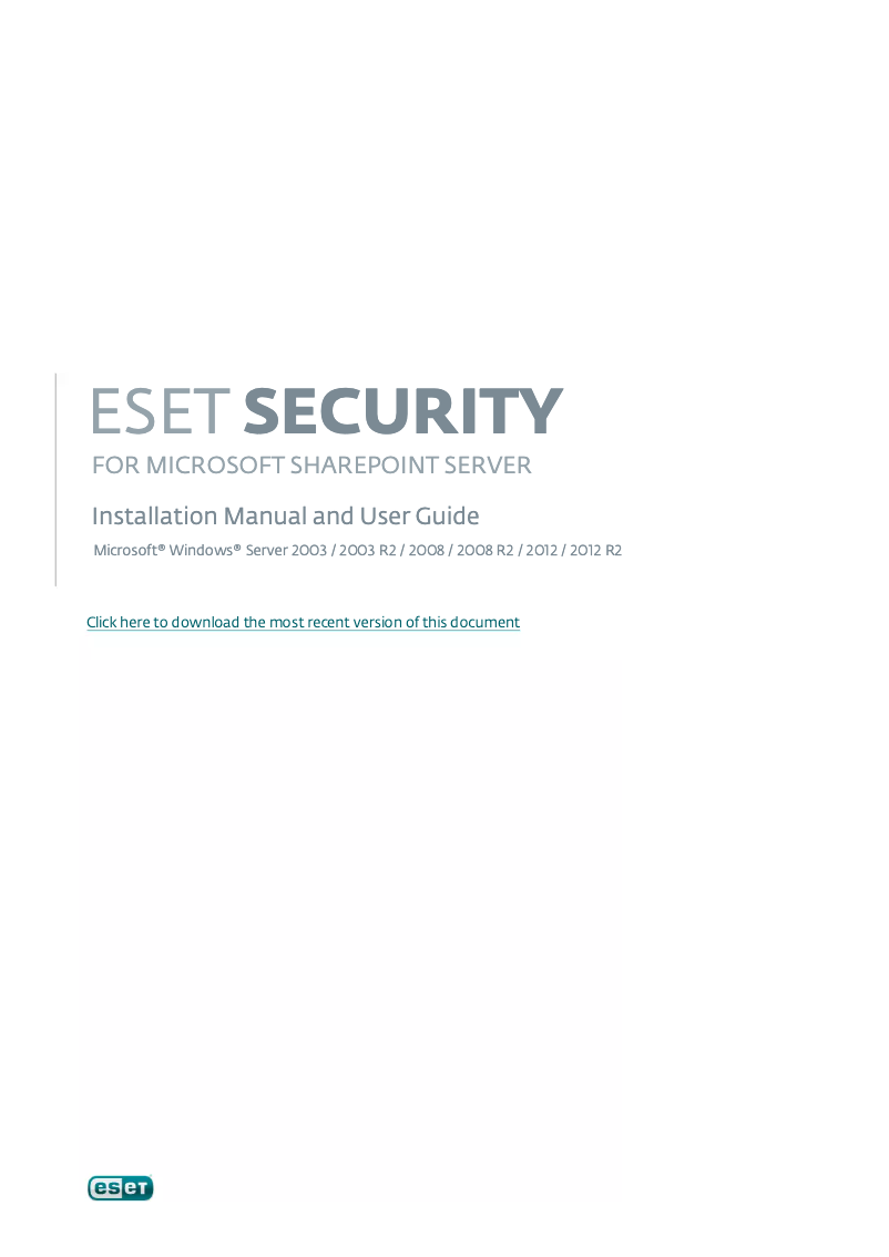 Imagen de la primera página del manual del dispositivo Security for Microsoft SharePoint Server
