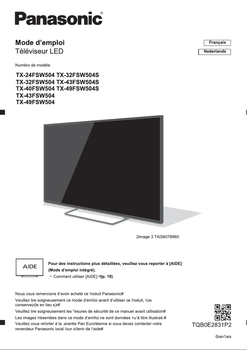 Página 1 del manual Guía de inicio rápido Panasonic TX-24FSW504