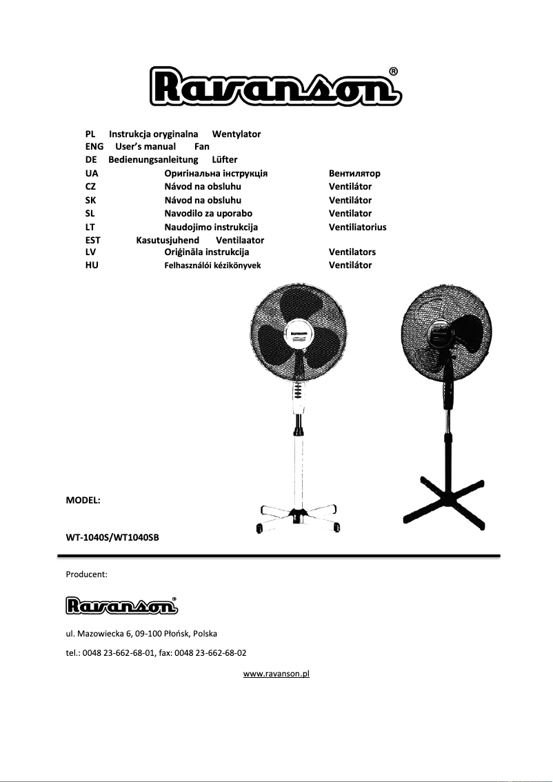 Página 1 del manual Manual de usuario Ravanson WT-1040SB