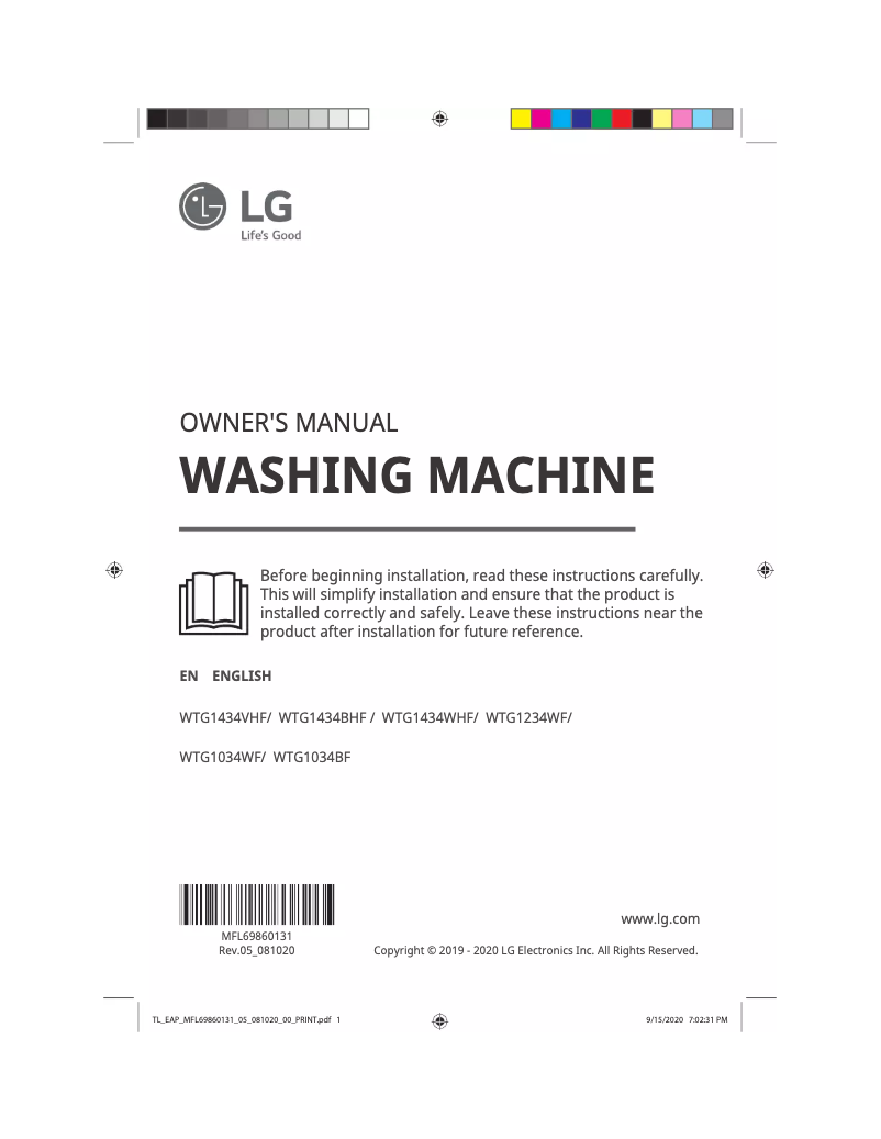 Página 1 del manual Manual de usuario LG WTG1434VHF