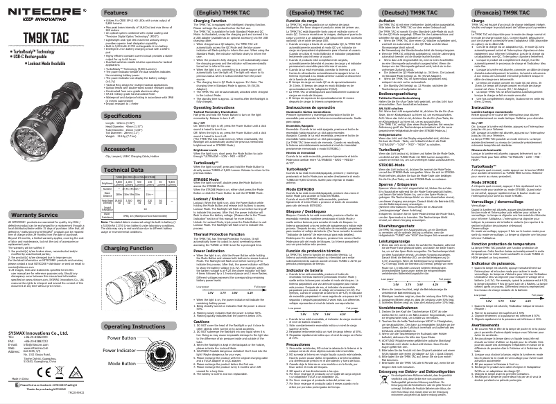 Página 1 del manual Manual de usuario Nitecore TM9K TAC